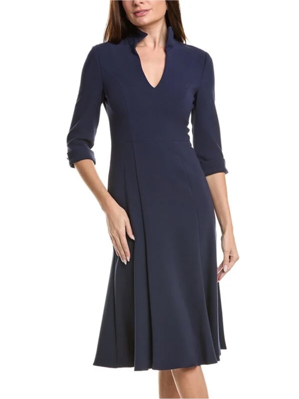 BLACK HALO KENSINGTON Classic Navy V-Neck Fit & Flare Dress 💙💙